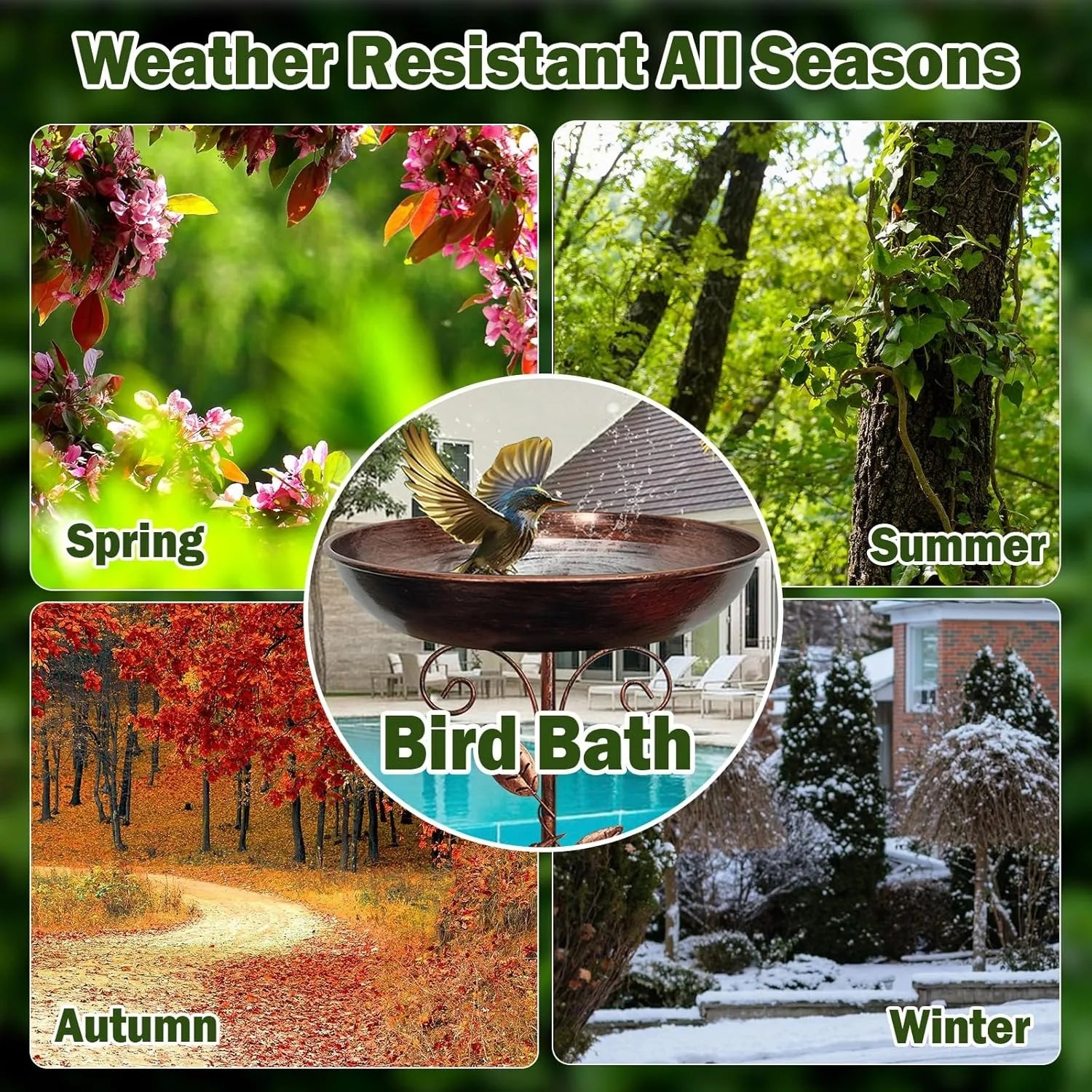 Sturdy Iron Outdoor Bird Bath for Garden Decor - Smarsty