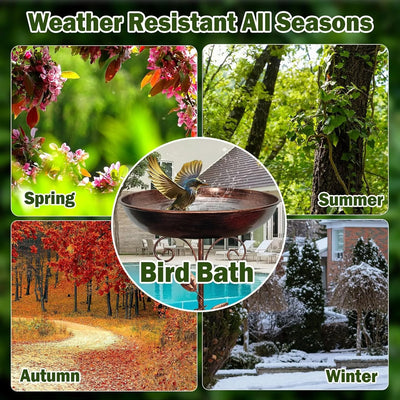 Sturdy Iron Outdoor Bird Bath for Garden Decor - Smarsty