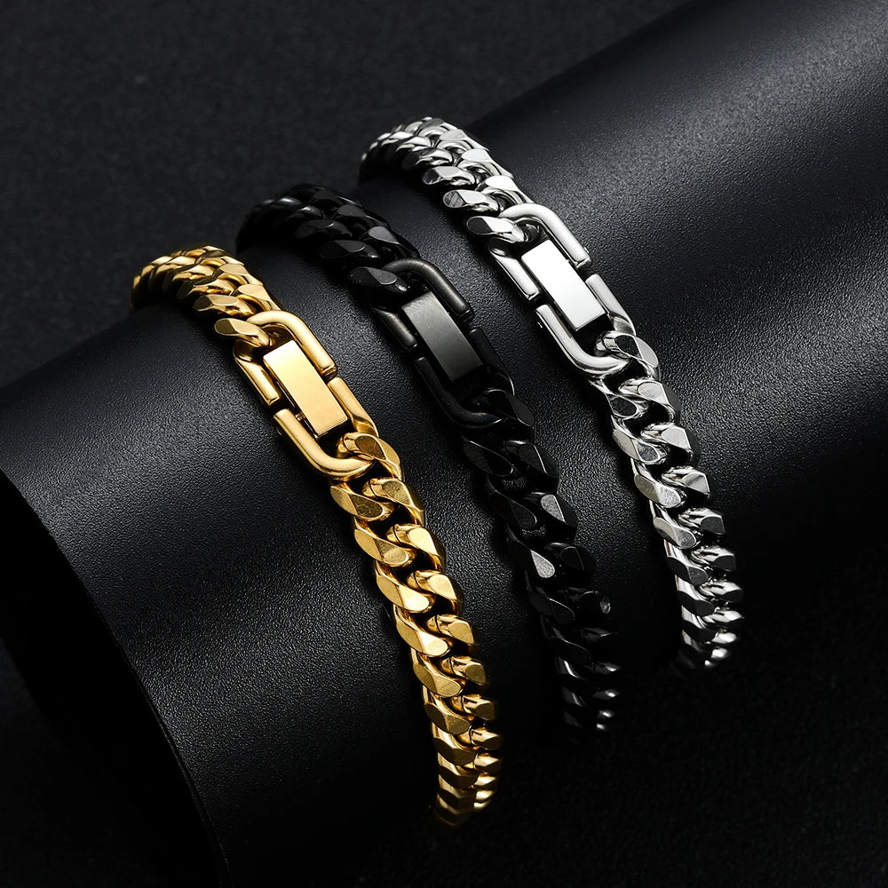 8MM Titanium Steel Cuban Chain Bracelet for Men - Smarsty