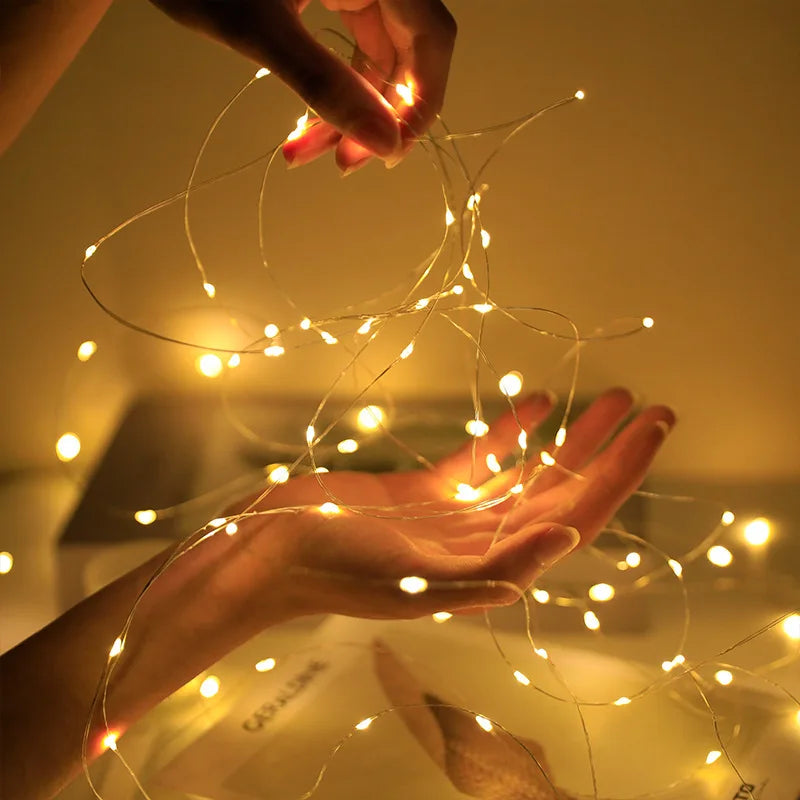 10pcs LED String Lights Battery Powered Colored Atmosphere Fairy Garlands Light  For Outdoor Room Wedding Party Festival Decor - Smarsty