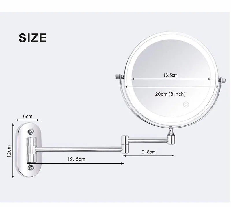 8 Inch Chrome Makeup Mirror with Dual Magnification - Smarsty
