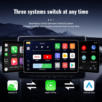 3IN1 Android14 Wireless Carplay Android Auto 2025 NewAdapter Upgrade Plug&Play For Youtube Netflix Dongle Wireless Car AI TV BOX - Smarsty