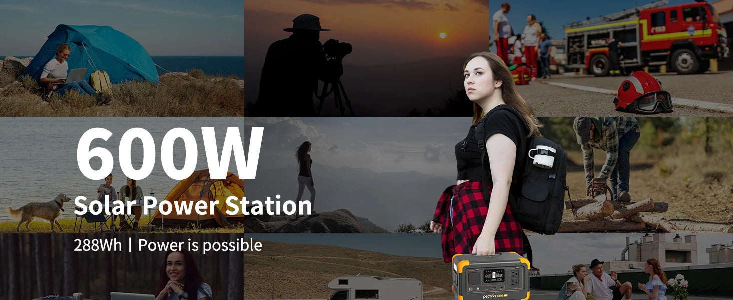 Pecron E300LFP Portable Power Station 600W 288Wh LiFePO4 Battery Solar Generator Power Bank Fast Charging for Home , RV, Camping by Smarsty