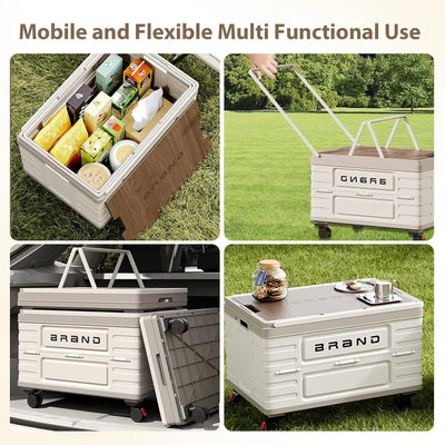360° Rotating Foldable Storage Cart – Heavy-Duty Mobile Organizer with 4 Silent Wheels, Multi-Functional CampingStorage - Smarsty