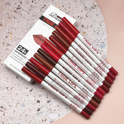 12 Piece Long Lasting Lipstick Set with Lip Liner - Smarsty
