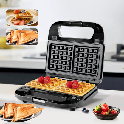 3 in 1 Sandwich Maker & Waffle Maker, 750W Panini Press with Removable Non-Stick Plate Easy to Clean, Grilled Cheese Maker