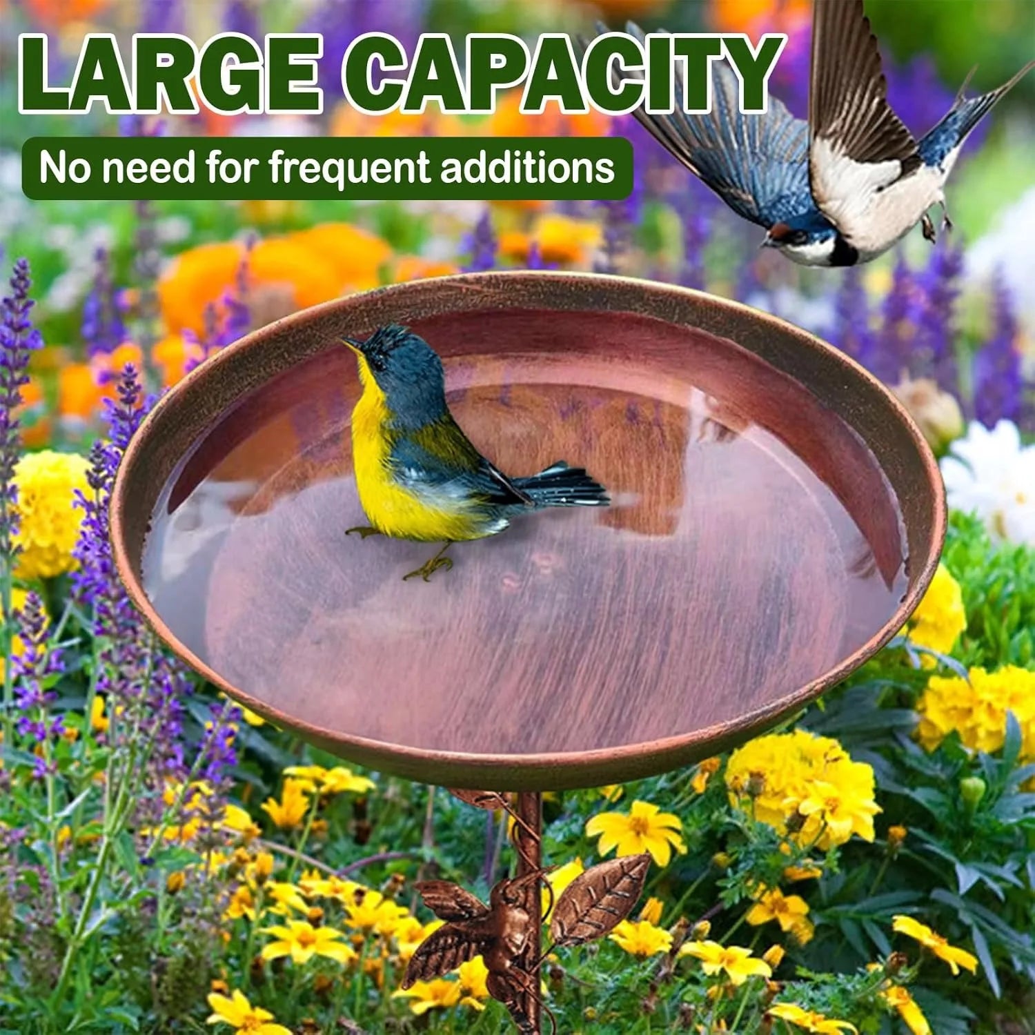 Sturdy Iron Outdoor Bird Bath for Garden Decor - Smarsty