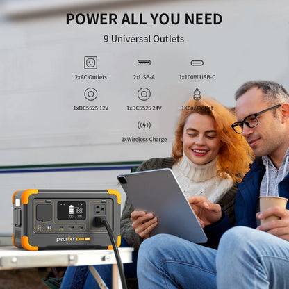 Pecron E300LFP Portable Power Station 600W 288Wh LiFePO4 Battery Solar Generator Power Bank Fast Charging for Home , RV, Camping by Smarsty