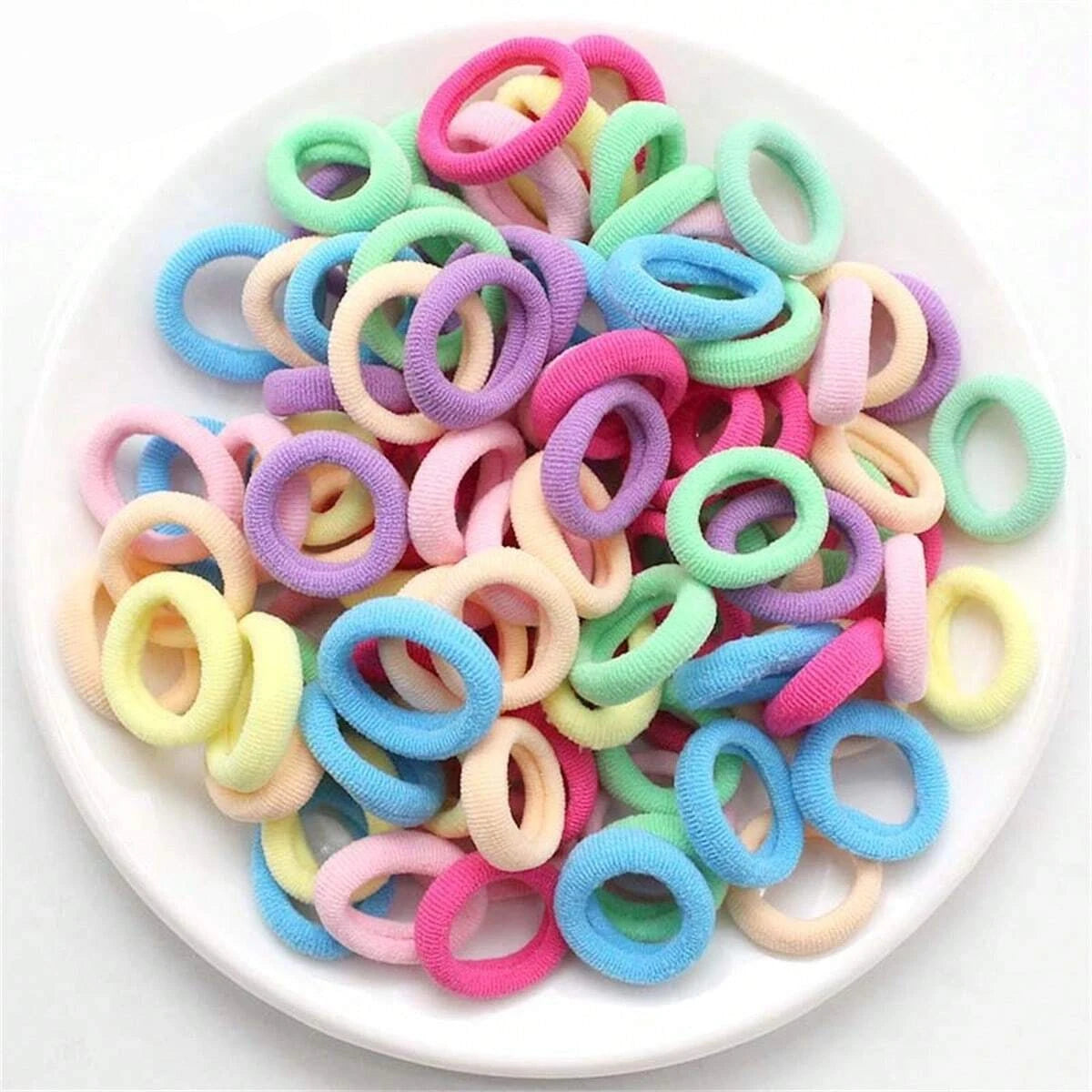 Colorful Nylon Elastic Hair Ties 100 Pack Gentle No Damage - Smarsty