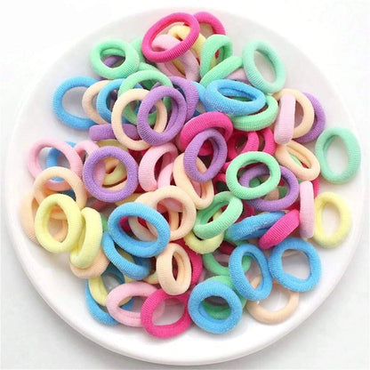 Colorful Nylon Elastic Hair Ties 100 Pack Gentle No Damage - Smarsty