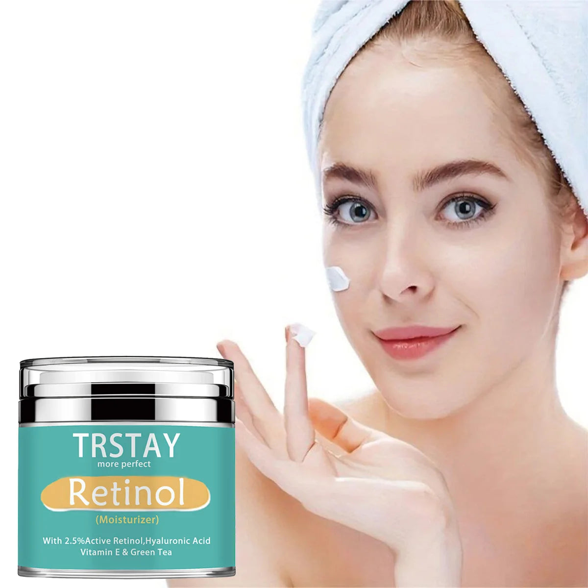 TRSTAY Retinol Moisturizing Cream 2.5% Active Hyaluronic Acid Vitamin E Green Tea Face Cream Nourishing Skin Care