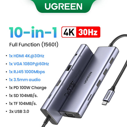 USB C Multiport Hub 4K HDMI Ethernet Dock PD100W Compact