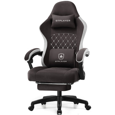 Gaming Chair with Pocket Spring Cushion, Linkage Armrests & Footrest, Ergonomic Office Chair with Lumbar Support - Smarsty