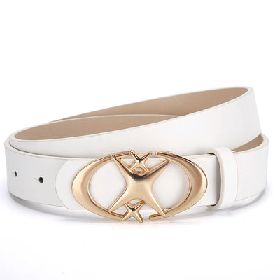 Unisex PU Leather Belt with Punk Star Buckle Vintage Design - Smarsty