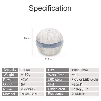 300ml Ultrasonic Humidifier with Timer and Aromatherapy - Smarsty