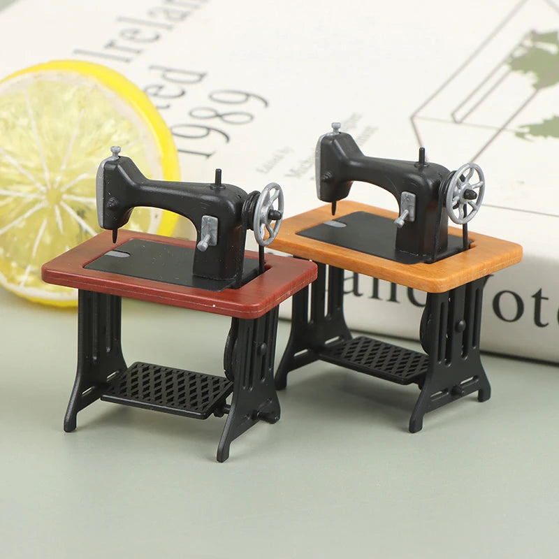Dollhouse Decor Miniature Furniture Wooden Sewing Machine with Thread Scissors Accessories for Dolls House Kids Toys for Girls by Smarsty