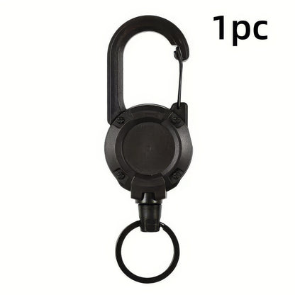 1/2 Piece Retractable Keychain in Black, Durable Design, Secure Closure, Suitable for Identification Documents, ID Cards, Keys