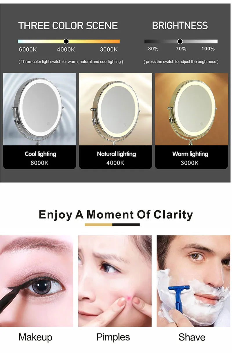 8 Inch Chrome Makeup Mirror with Dual Magnification - Smarsty