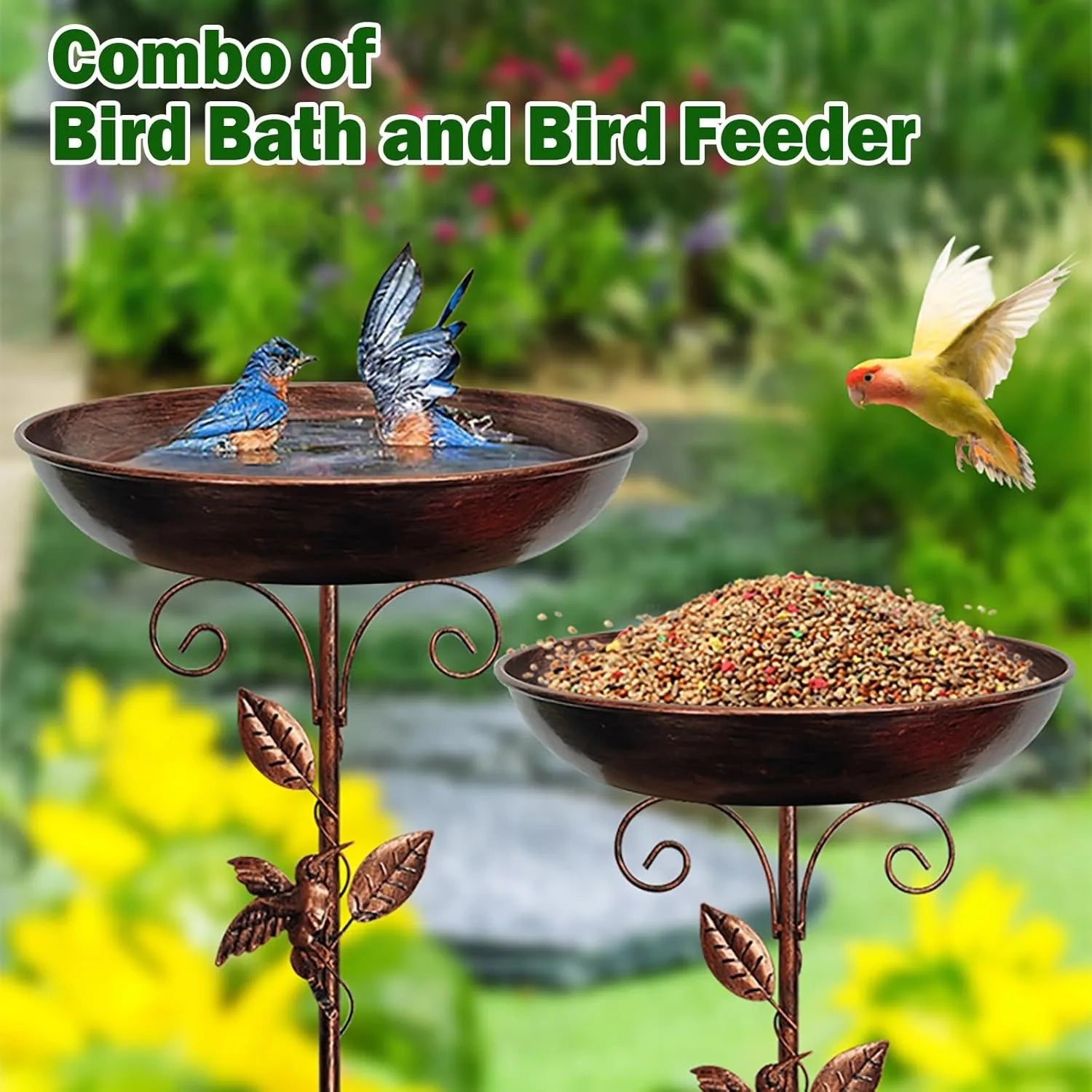 Sturdy Iron Outdoor Bird Bath for Garden Decor - Smarsty