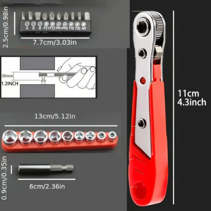 1 Set of Red Multifunctional Screwdriver, Anti Slip Handle, Multifunctional Tool, Suitable for Daily Home Maintenance
