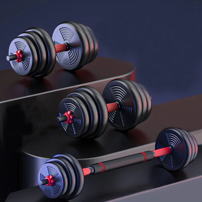 5-44lbs Adjustable Dumbbell to Barbell Set, Anti-Slip Grip, Versatile Home Gym Fitness Strength Training Barbell Weight Plates - Smarsty