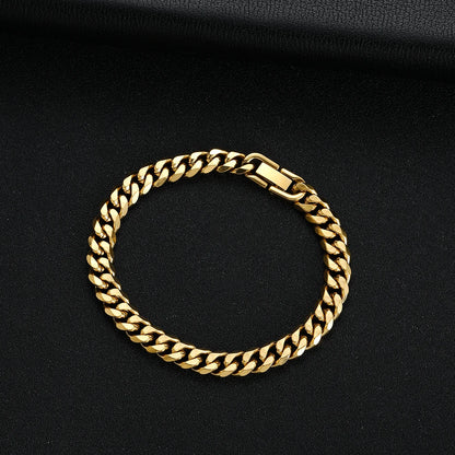 8MM Titanium Steel Cuban Chain Bracelet for Men - Smarsty