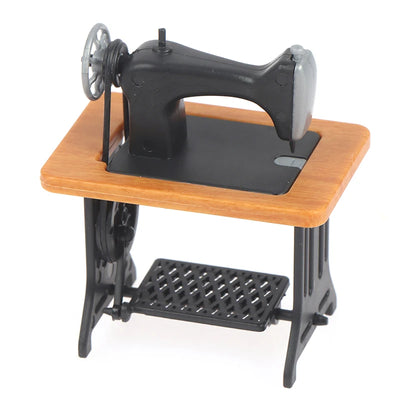 Dollhouse Decor Miniature Furniture Wooden Sewing Machine with Thread Scissors Accessories for Dolls House Kids Toys for Girls by Smarsty