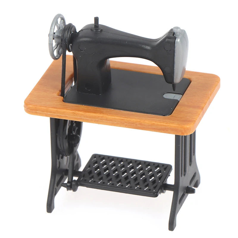 Dollhouse Decor Miniature Furniture Wooden Sewing Machine with Thread Scissors Accessories for Dolls House Kids Toys for Girls by Smarsty