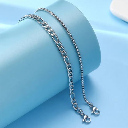 Mens Stainless Steel Chain Bracelets Set Gold Silver - Smarsty
