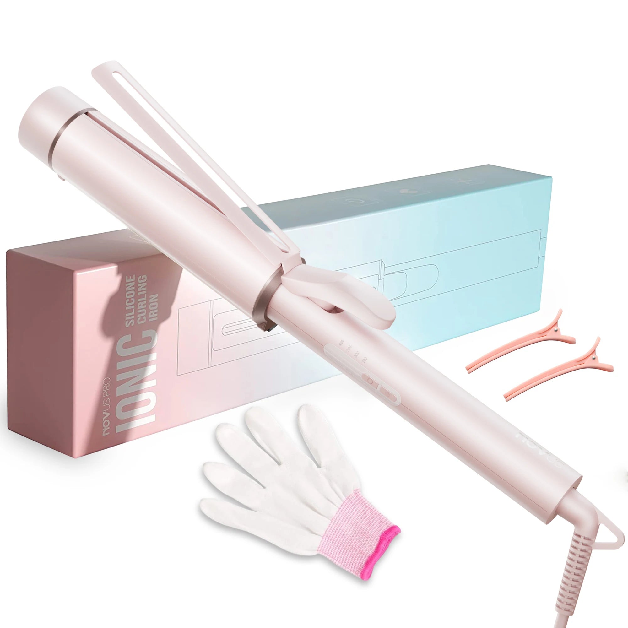 1.5 Inch Extra Large Curling Wand for Long Hair - Ceramic Tourmaline Barrel with 40000000 Negative Ions, 2 Clips - Smarsty