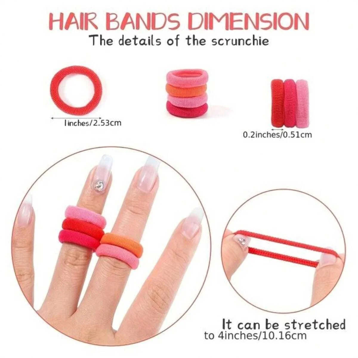 Colorful Nylon Elastic Hair Ties 100 Pack Gentle No Damage - Smarsty