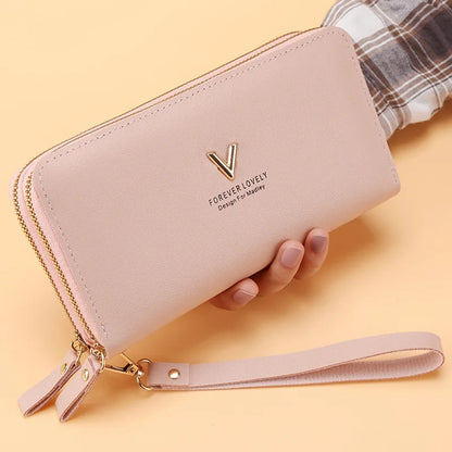 Long Women's Wallet Female Purses Tassel Coin Purse Card Holder Wallets Double Zipper Pu Leather Clutch Luxury Money Phone Bag - Smarsty