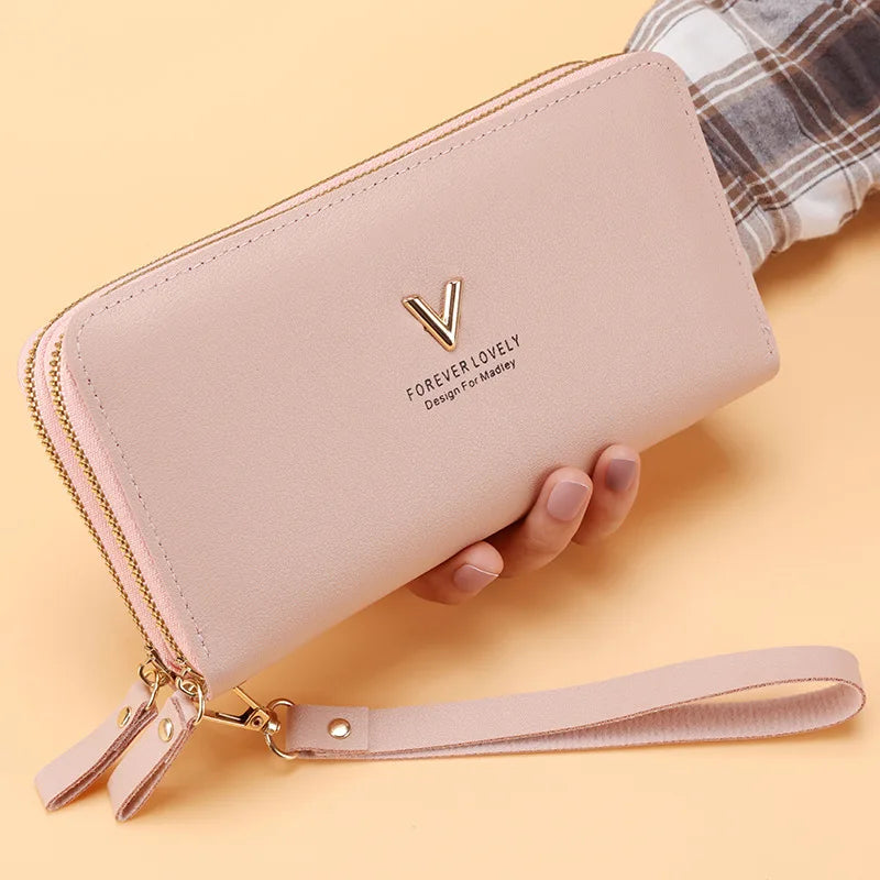 Long Women's Wallet Female Purses Tassel Coin Purse Card Holder Wallets Double Zipper Pu Leather Clutch Luxury Money Phone Bag - Smarsty