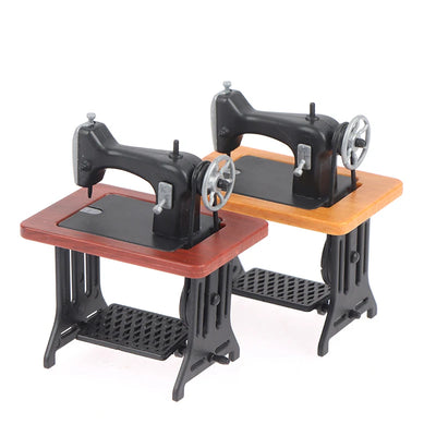 Dollhouse Decor Miniature Furniture Wooden Sewing Machine with Thread Scissors Accessories for Dolls House Kids Toys for Girls by Smarsty
