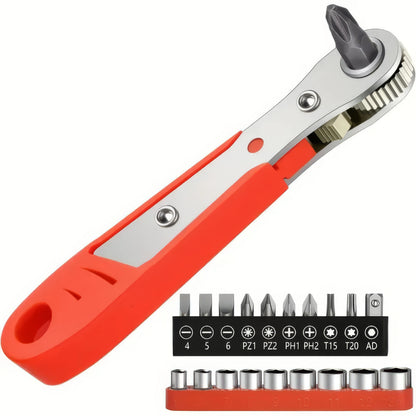 1 Set of Red Multifunctional Screwdriver, Anti Slip Handle, Multifunctional Tool, Suitable for Daily Home Maintenance