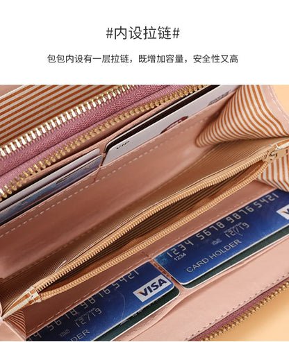 Long Women's Wallet Female Purses Tassel Coin Purse Card Holder Wallets Double Zipper Pu Leather Clutch Luxury Money Phone Bag - Smarsty