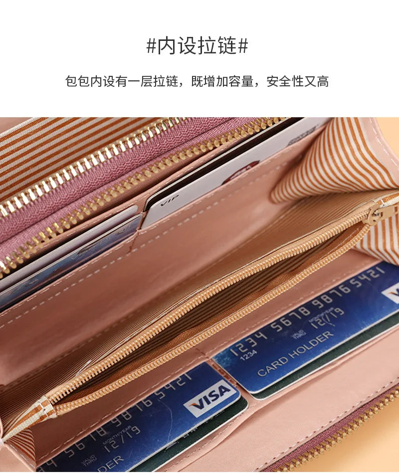 Long Women's Wallet Female Purses Tassel Coin Purse Card Holder Wallets Double Zipper Pu Leather Clutch Luxury Money Phone Bag - Smarsty