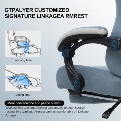 Gaming Chair with Pocket Spring Cushion, Linkage Armrests & Footrest, Ergonomic Office Chair with Lumbar Support - Smarsty