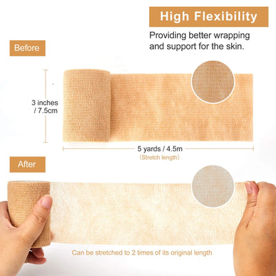 10 Rolls Medical Adhesive Bandage Elastic Breathable Sports Self Adhesive Tape Beige Wrap Finger Tape For Wrist Ankle First Aid - Smarsty