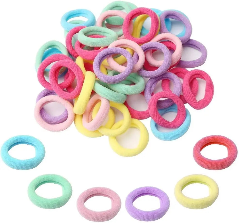 Colorful Nylon Elastic Hair Ties 100 Pack Gentle No Damage - Smarsty