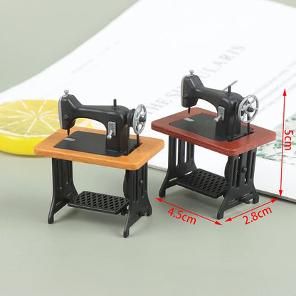 Dollhouse Decor Miniature Furniture Wooden Sewing Machine with Thread Scissors Accessories for Dolls House Kids Toys for Girls by Smarsty