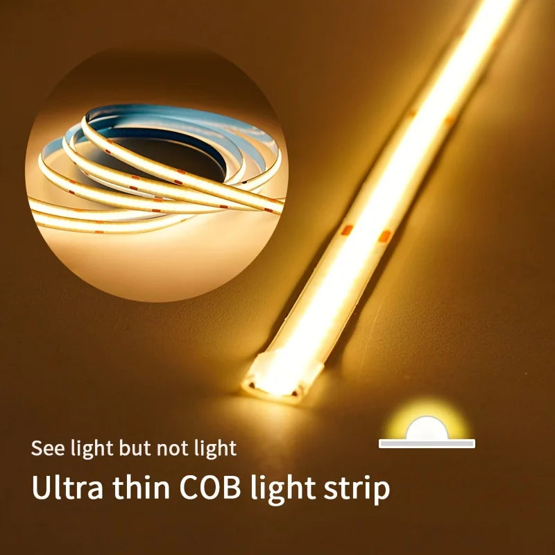 LED COB Light Strip Touch Dimmer Flexible Diode Tape 5V USB Linear Indoor Lighting Lamp Room DIY TV Mirror Backlight Wall Decor - Smarsty