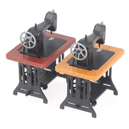 Dollhouse Decor Miniature Furniture Wooden Sewing Machine with Thread Scissors Accessories for Dolls House Kids Toys for Girls by Smarsty