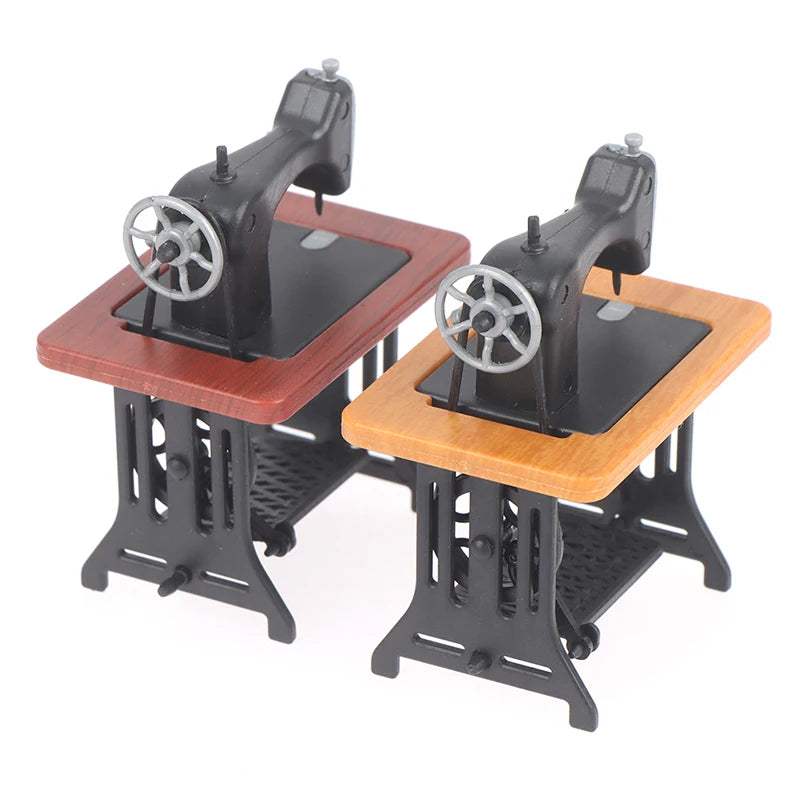 Dollhouse Decor Miniature Furniture Wooden Sewing Machine with Thread Scissors Accessories for Dolls House Kids Toys for Girls by Smarsty
