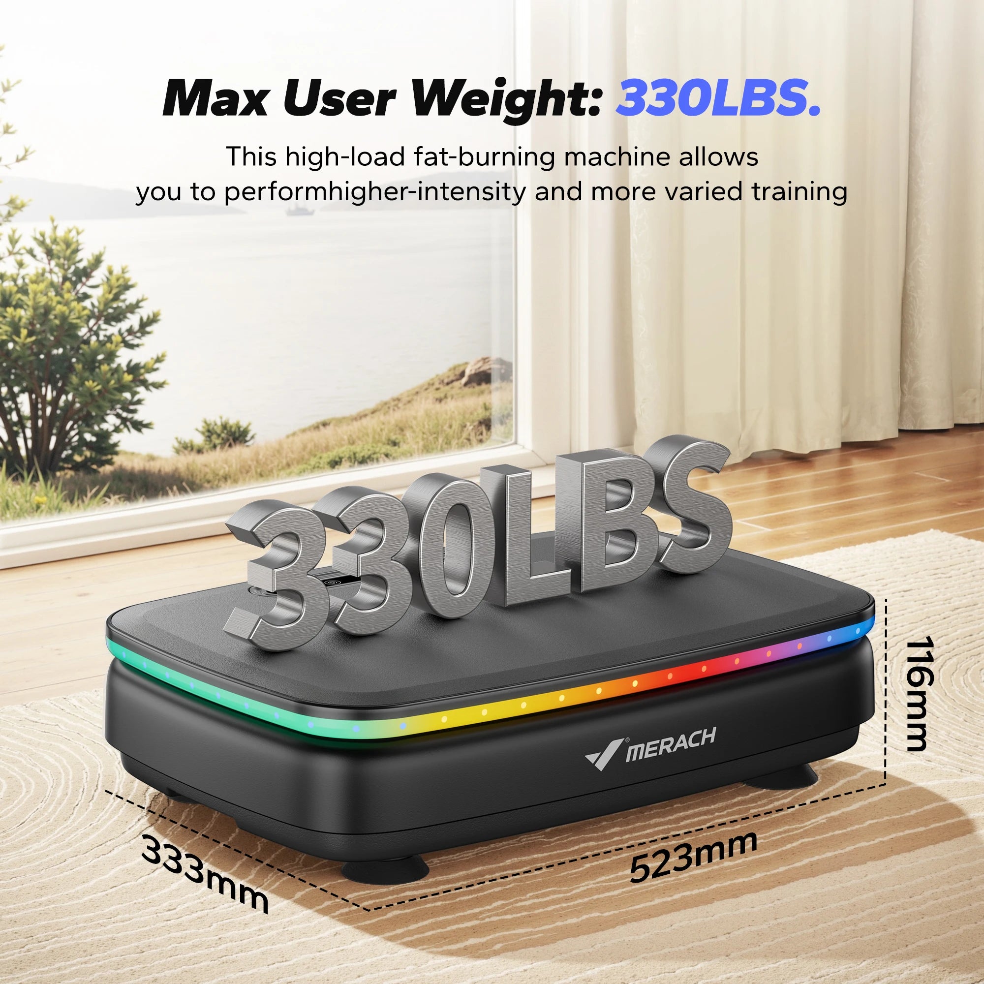 MERACH Vibration Plate Exercise Machine with Light Whole Body Workout Power Vibrate Platform Vibration Plate Lymphatic Drainage - Smarsty