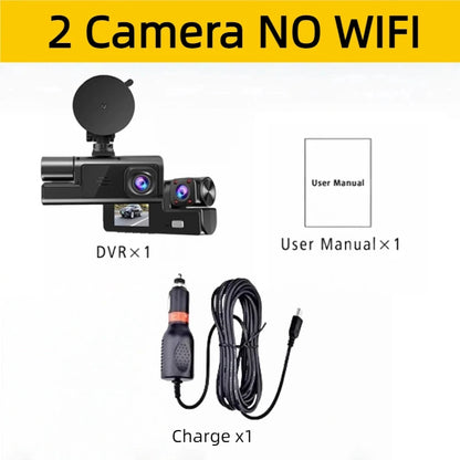 1080P 3 Channel Dash Cam Night Vision Crystal IPS Screen - Smarsty