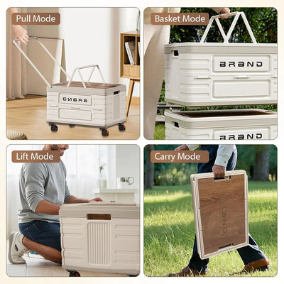 360° Rotating Foldable Storage Cart – Heavy-Duty Mobile Organizer with 4 Silent Wheels, Multi-Functional CampingStorage - Smarsty