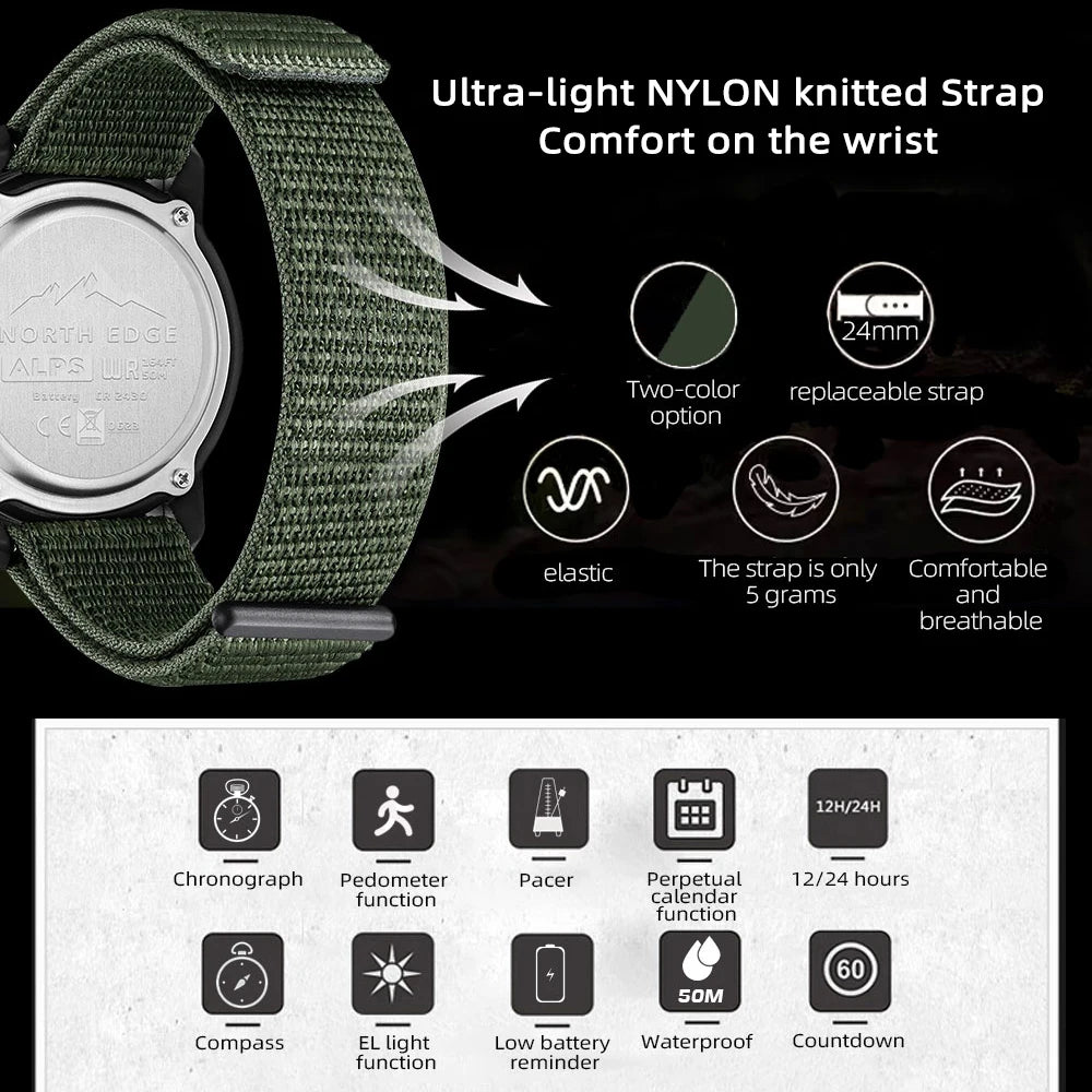 North Edge Alps Men's Waterproof Digital Sports Watch - Smarsty