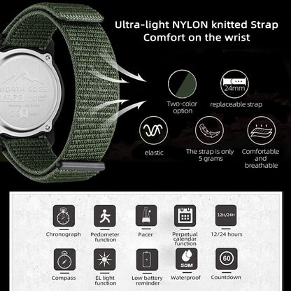 North Edge Alps Men's Waterproof Digital Sports Watch - Smarsty