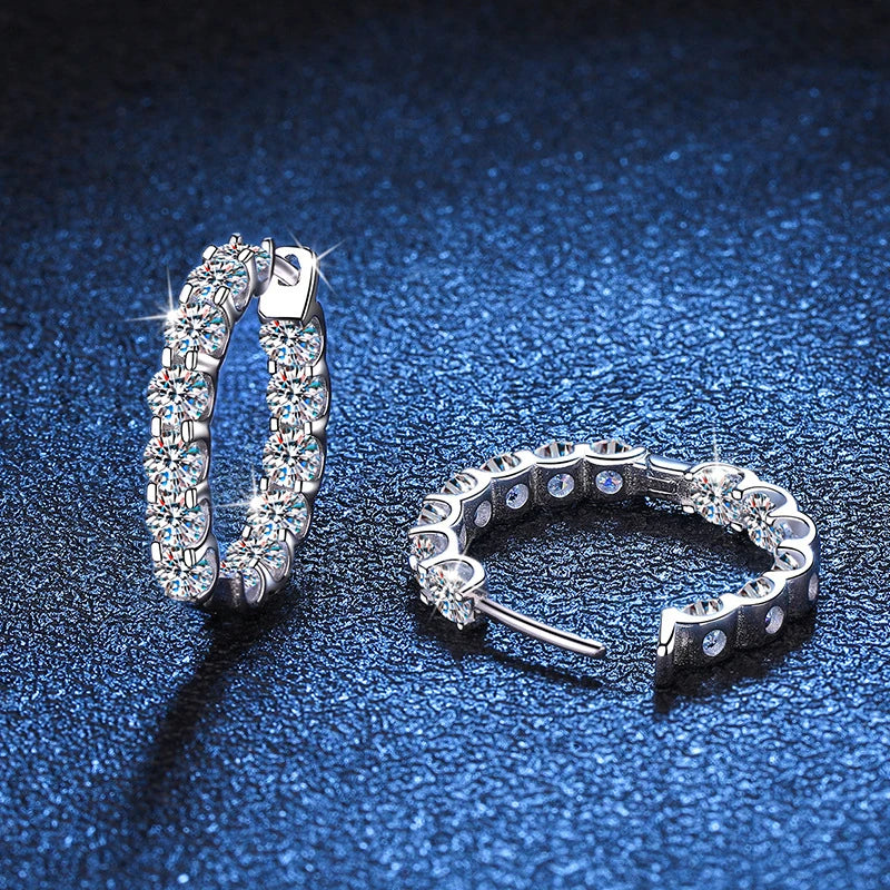 Moissanite Hoop Earrings 2.6Ct D Color Sterling Silver - Smarsty